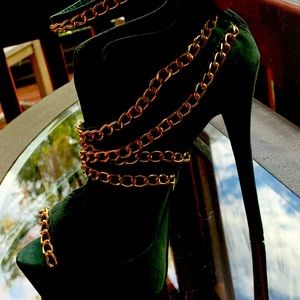 Green suede platform Stilettos